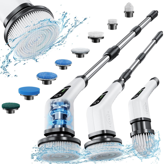 Electric Spin Scrubber 9-in-1 Cordless Rechargeable with 9 Brush Heads, Multipurpose Cleaner for Bathroom Kitchen Floor