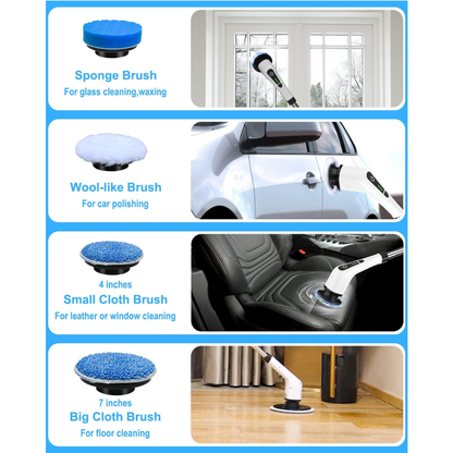 Electric Spin Scrubber 9-in-1 Cordless Rechargeable with 9 Brush Heads, Multipurpose Cleaner for Bathroom Kitchen Floor